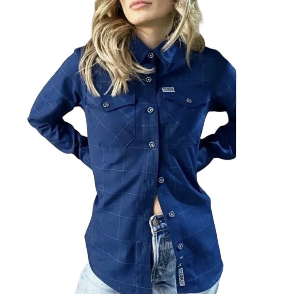 Dixxon Flannel Company The Myers Blue Plaid Shirt Button Front Women's Small EUC